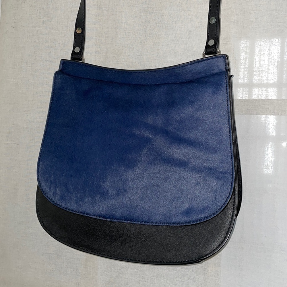 Black & Navy Calf Hair Leather Crossbody
